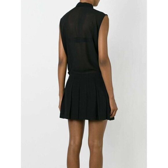 DIESEL Women's Black Chiffon D-Nedora-A Pleated Button Shift Dress $248 size XS - Picture 7 of 15